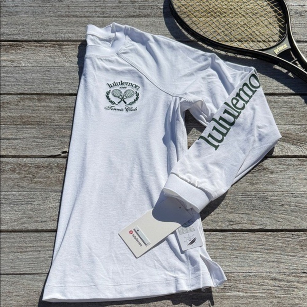 Lululemon Tennis Club Layered Long Sleeve White Alouette Size 10 NWT UPF 40+